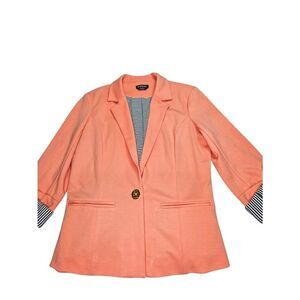 Bebe Blazer Orange Size M Striped Cuff Lightweight Tailored